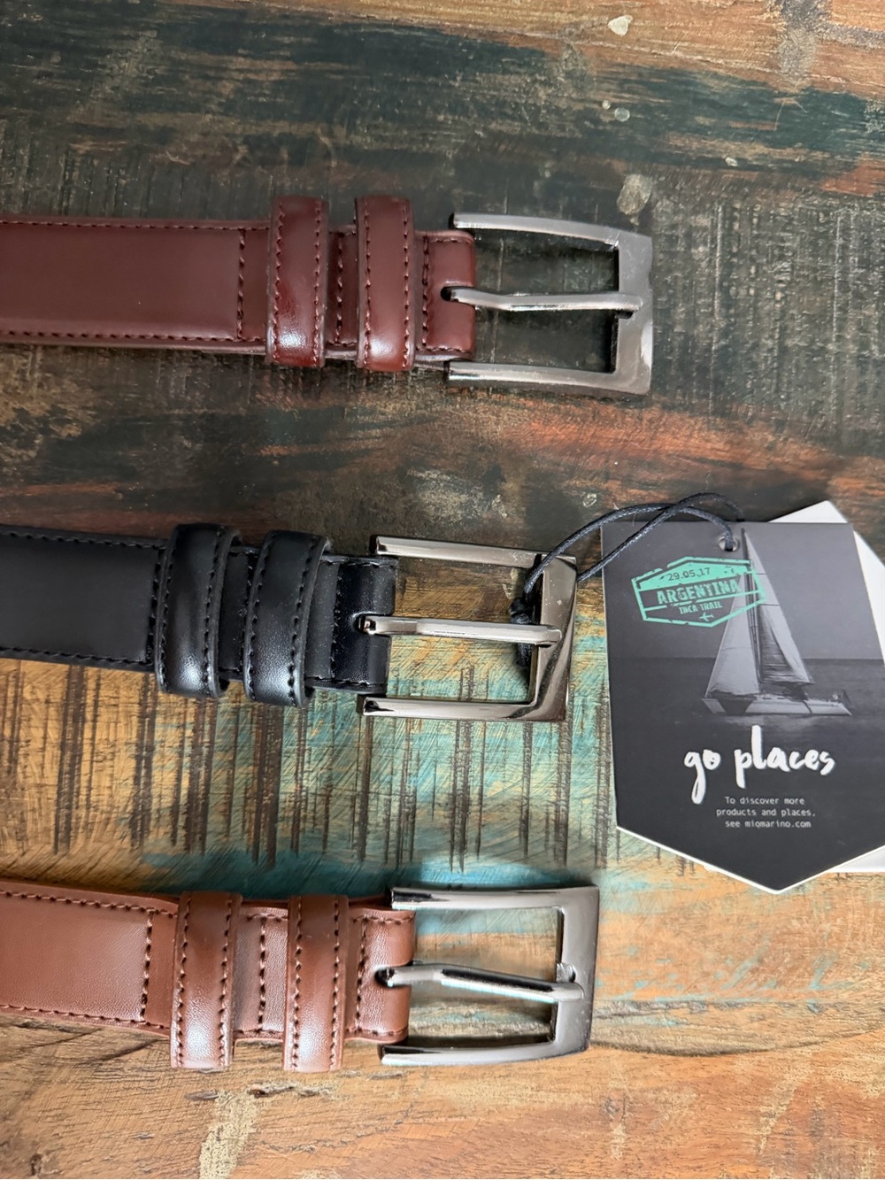 Men's Classic Leather Belt - Black and Brown Lot Size 46